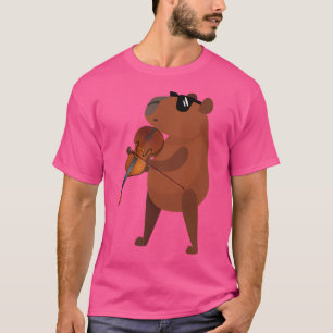 Camiseta Curioso Capibara Con Gafas De Sol Jugando Violin