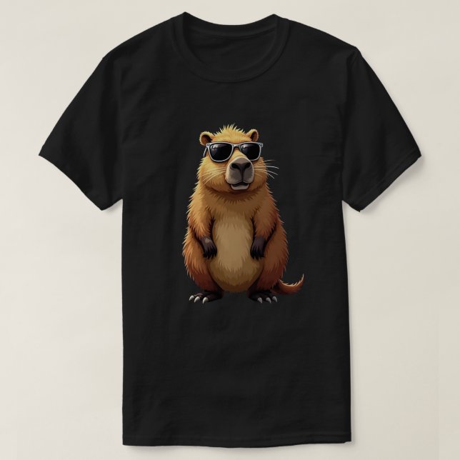 Camiseta Curioso Capibara Usando gafas de sol (Diseño del anverso)