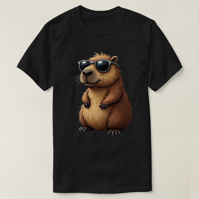 Camiseta Curioso Capibara Usando gafas de sol (Diseño del anverso)