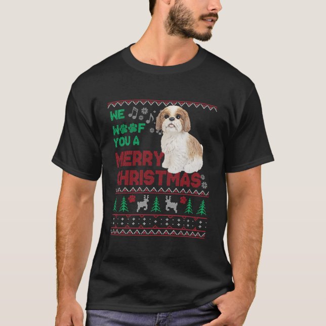 Camiseta Curioso Cavachon adoró a los Navidades feos Perro  (Anverso)