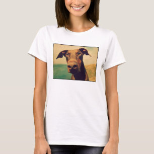 Camiseta Curioso cierre de un perro Doberman natural