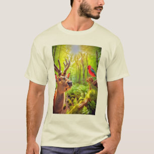 Camiseta Curioso ciervo en la jungla