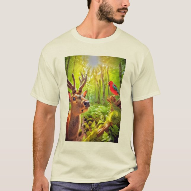 Camiseta Curioso ciervo en la jungla (Anverso)