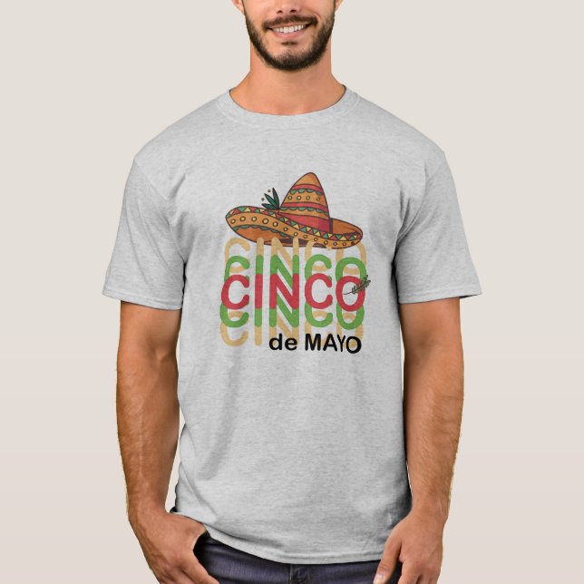 Camiseta Curioso Cinco de Drinko Cinco de Mayo bebiendo (Anverso)