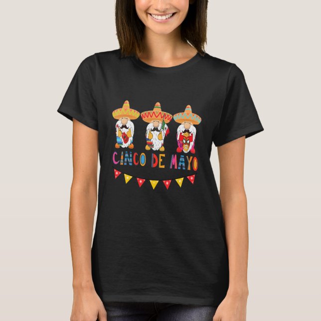Camiseta Curioso Cinco De Mayo Gnome Fiesta Mexicana (Anverso)