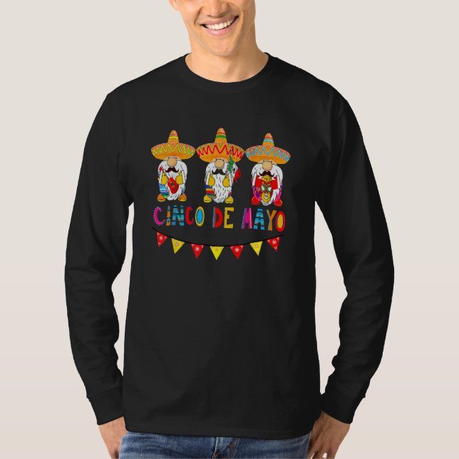 Camiseta Curioso Cinco De Mayo Gnome Fiesta Mexicana (Anverso)