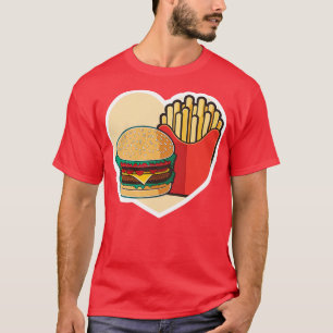 Camiseta Curioso Corazón Amor Burger Fries Franceses