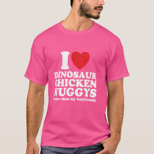 Camiseta Curioso Corazón Me Encanta Nugg De Pollos De Dinos