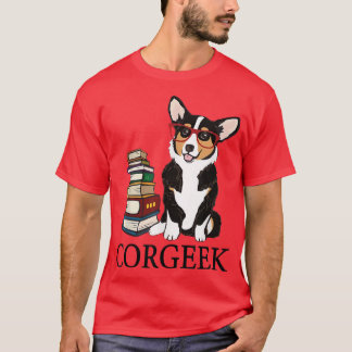 Camiseta Curioso Corgeek Corgi Perros Amantes del Libro Lee