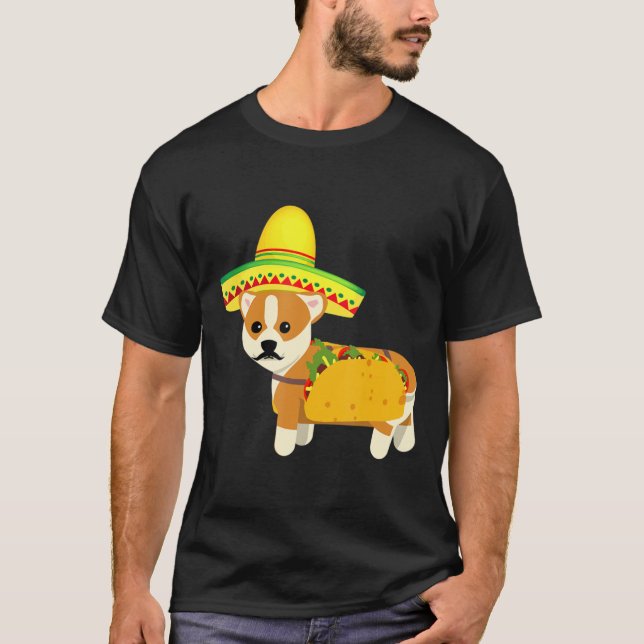 Camiseta Curioso Corgi Taco Cinco de Mayo Fiesta Perro (Anverso)