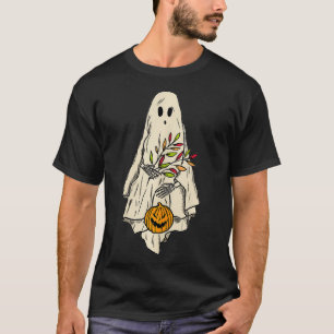 Camiseta Curioso fantasma calabaza floral Halloween Funny