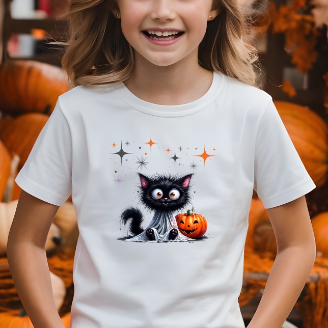 Camiseta Curioso gatito retro gatito de Halloween truco o t (Subido por el creador)