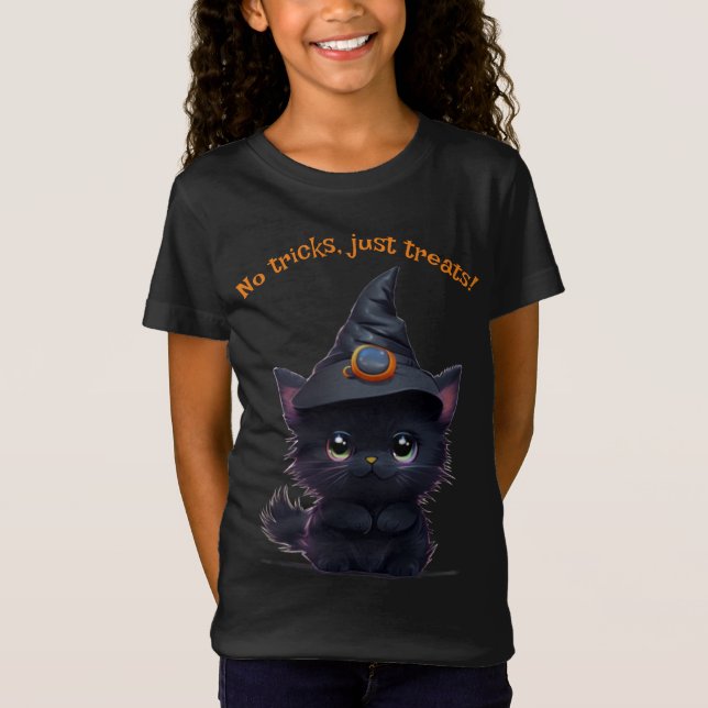 Camiseta Curioso gato negro de Halloween (Anverso)