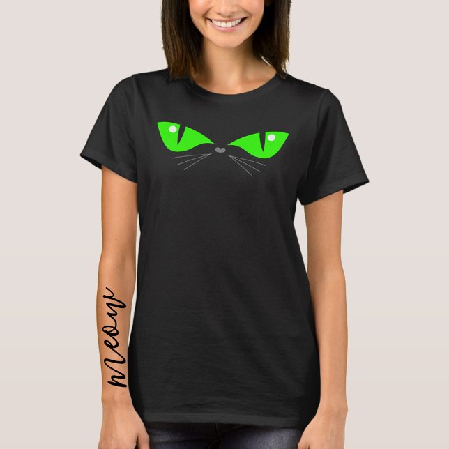 Camiseta Curioso gato Ojos Vestido de Halloween verde (Subido por el creador)