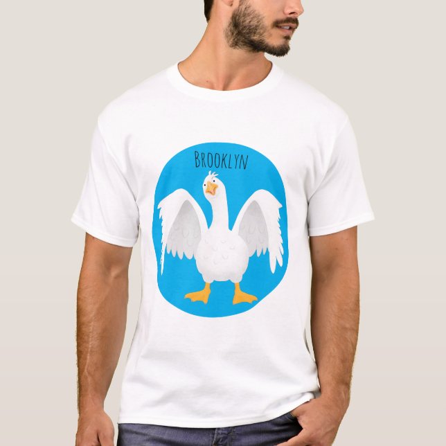 Camiseta Curioso ilustracion de personalizado ganso domésti (Anverso)