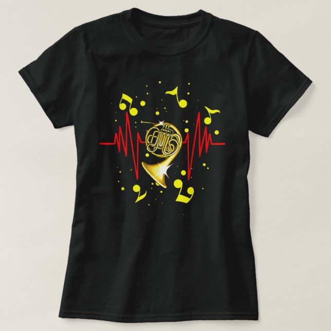 Camiseta Curioso instrumento musical del Cuerno Francés Hor (Diseño del anverso)