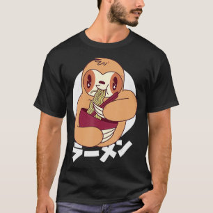 Camiseta Curioso Kawaii Slote comiendo fideos de Ramen Japó