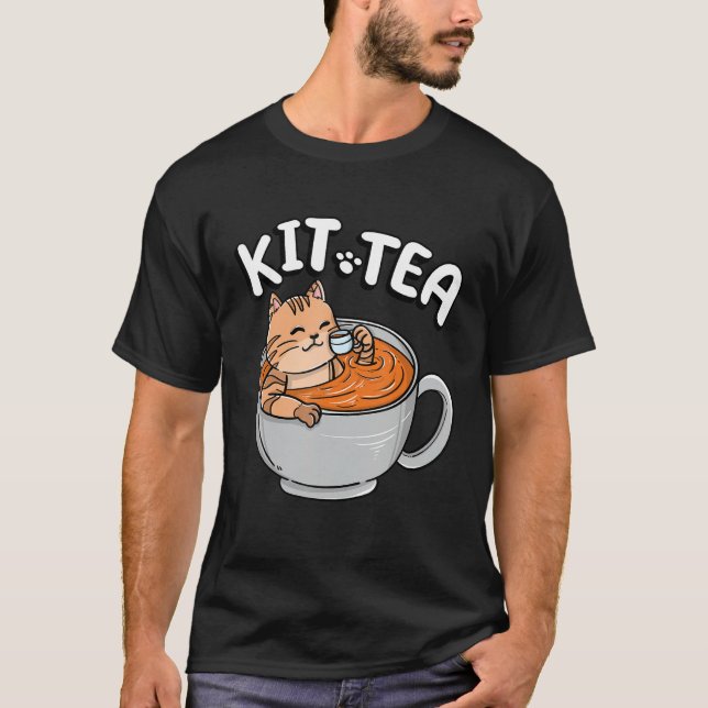 Camiseta Curioso KIT TEA Kitty Cat Kitten Tea Drinker Masco (Anverso)