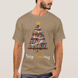 Camiseta Curioso libro de libros de navidad de árbol biblio