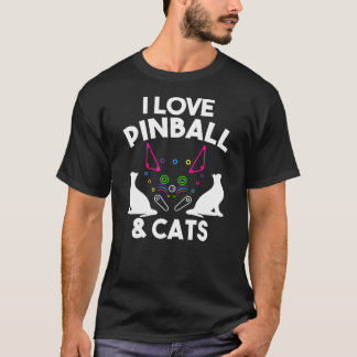 Camiseta Curioso me encanta el Pinball y los gatos Guay Arc