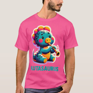Camiseta Curioso músico de dinosaurio T Rex Flute Boy Chica