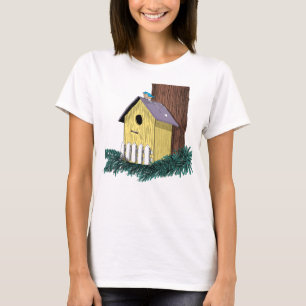 Camiseta Curioso pájaro azul en Birdhouse