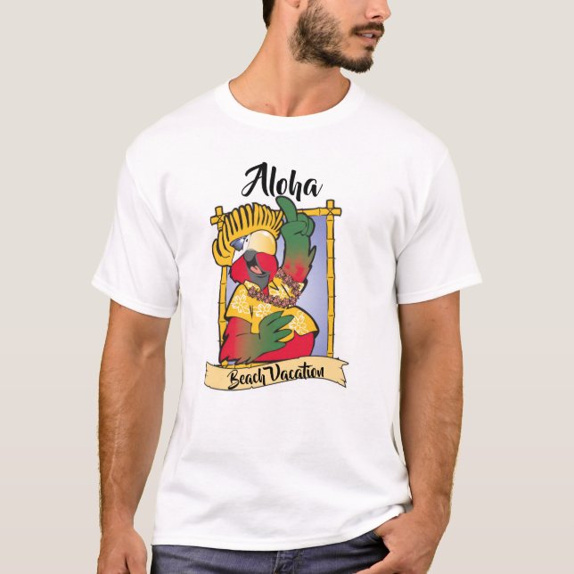 Camiseta Curioso pájaro verde verde pájaro blanco (Anverso)