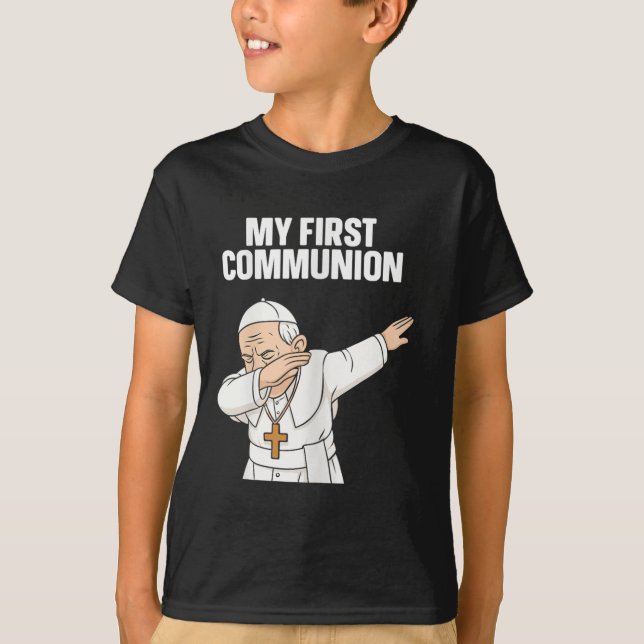 Camiseta Curioso Papa Dabbing Mi primer regalo de la comuni (Anverso)