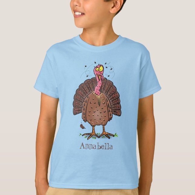 Camiseta Curioso pavo de corral marrón con personalizado de (Anverso)