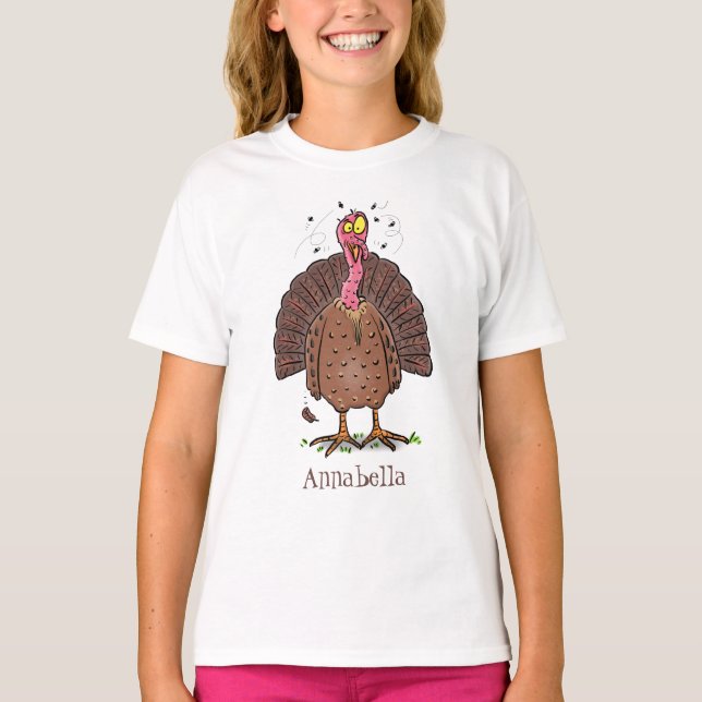 Camiseta Curioso pavo de corral marrón con personalizado de (Anverso)