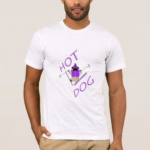 Camiseta Curioso perro caliente esquiar Pug Purple Jacket y