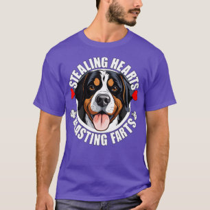 Camiseta Curioso Perro de Montaña Suiza Swissy Stealing H