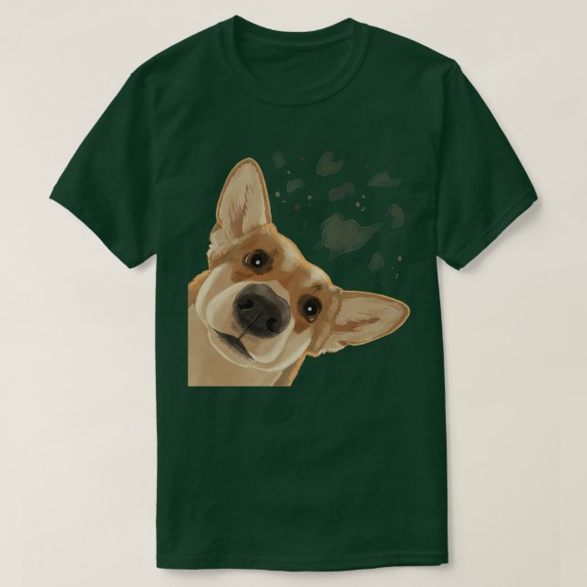 Camiseta Curioso perro gracioso galés Corgi  (Diseño del anverso)