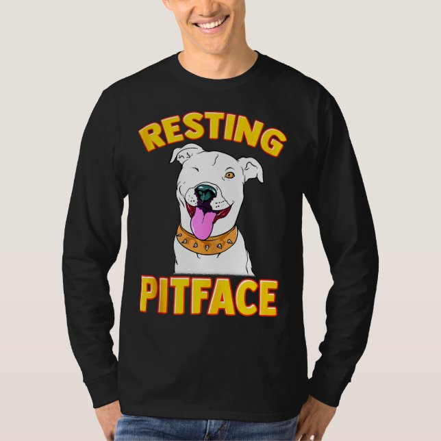 Camiseta Curioso Perro Pitbull Resting Pit Face Para Hombre (Anverso)