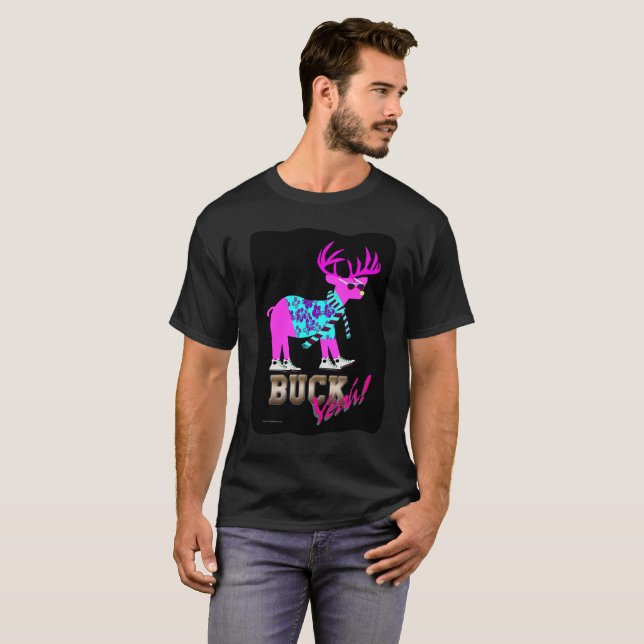 Camiseta Curioso Pósito Sí Neon Reindeer (Anverso completo)