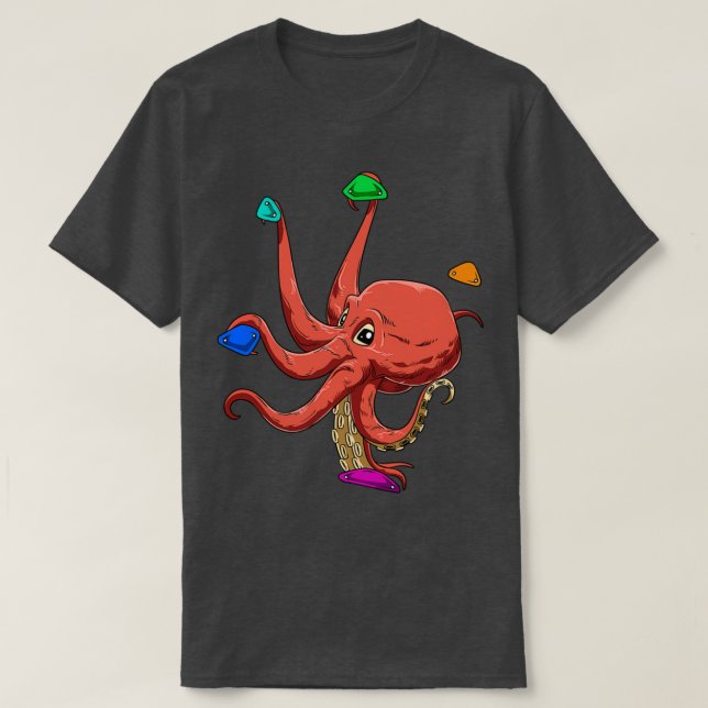 Camiseta Curioso pulpo de Bouldering y Escalada de Rock (Diseño del anverso)