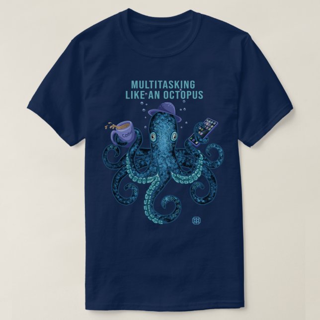 Camiseta Curioso pulpo multitarea (Diseño del anverso)