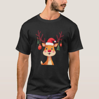 Camiseta Curioso reno Tee Santa Claus Diseño Feliz Cristo