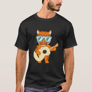 Camiseta Curioso Tigre Cute Guitariano La Vintage Animal De
