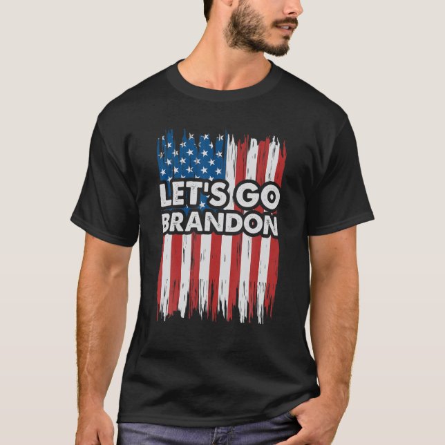 Camiseta Curioso Vamos Brandon Bandera Retro Estadounidense (Anverso)