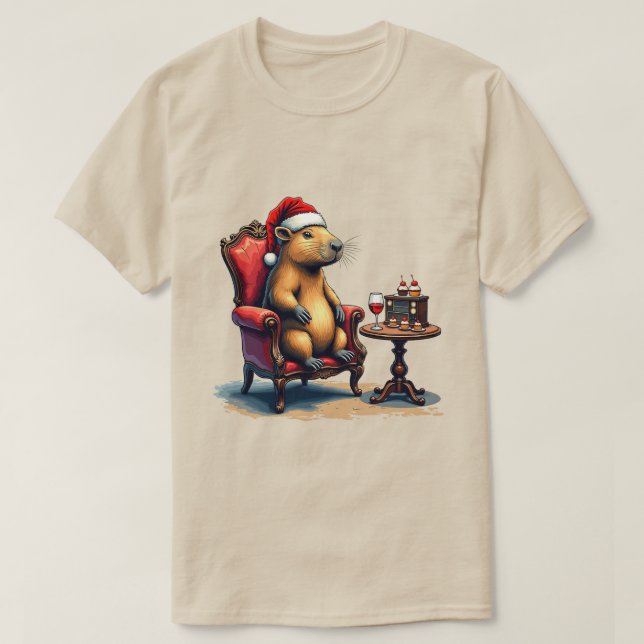 Camiseta Curioso vino Capybara Relajándose en un Navidad de (Diseño del anverso)