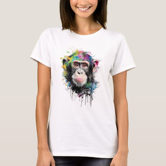 Camiseta Curioso y colorido chimpancé (Anverso)