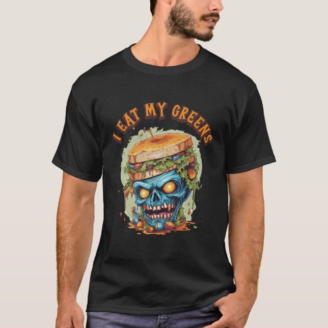 Camiseta Curioso Zombie con fantasía Yo como mi monstruo de (Anverso)