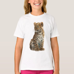 Camiseta Curiosos cachorros de leopardo manchado de ojos az