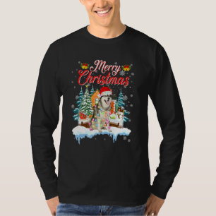 Camiseta Curiosos hombres navideños de Santa Siberia Husky