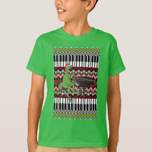 Camiseta Curiosos Navidades dinosaurios piano