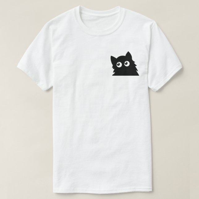 Camiseta Curious Black Cat Cute Minimal Cat Design (Diseño del anverso)