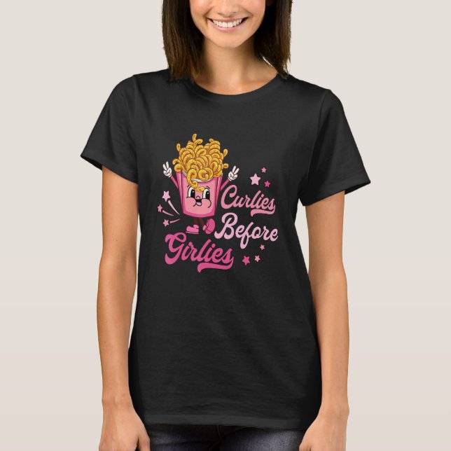 Camiseta Curlies Before Girlies Valentines Day French Fries (Anverso)
