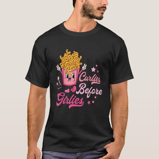 Camiseta Curlies Before Girlies Valentines Day French Fries (Anverso)