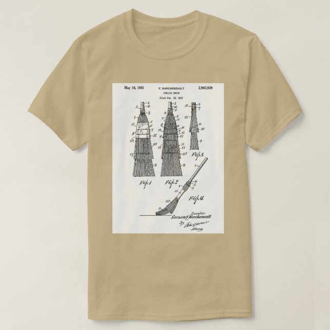 Camiseta Curling Broom Patent Art Industrial Print Vintage  (Diseño del anverso)